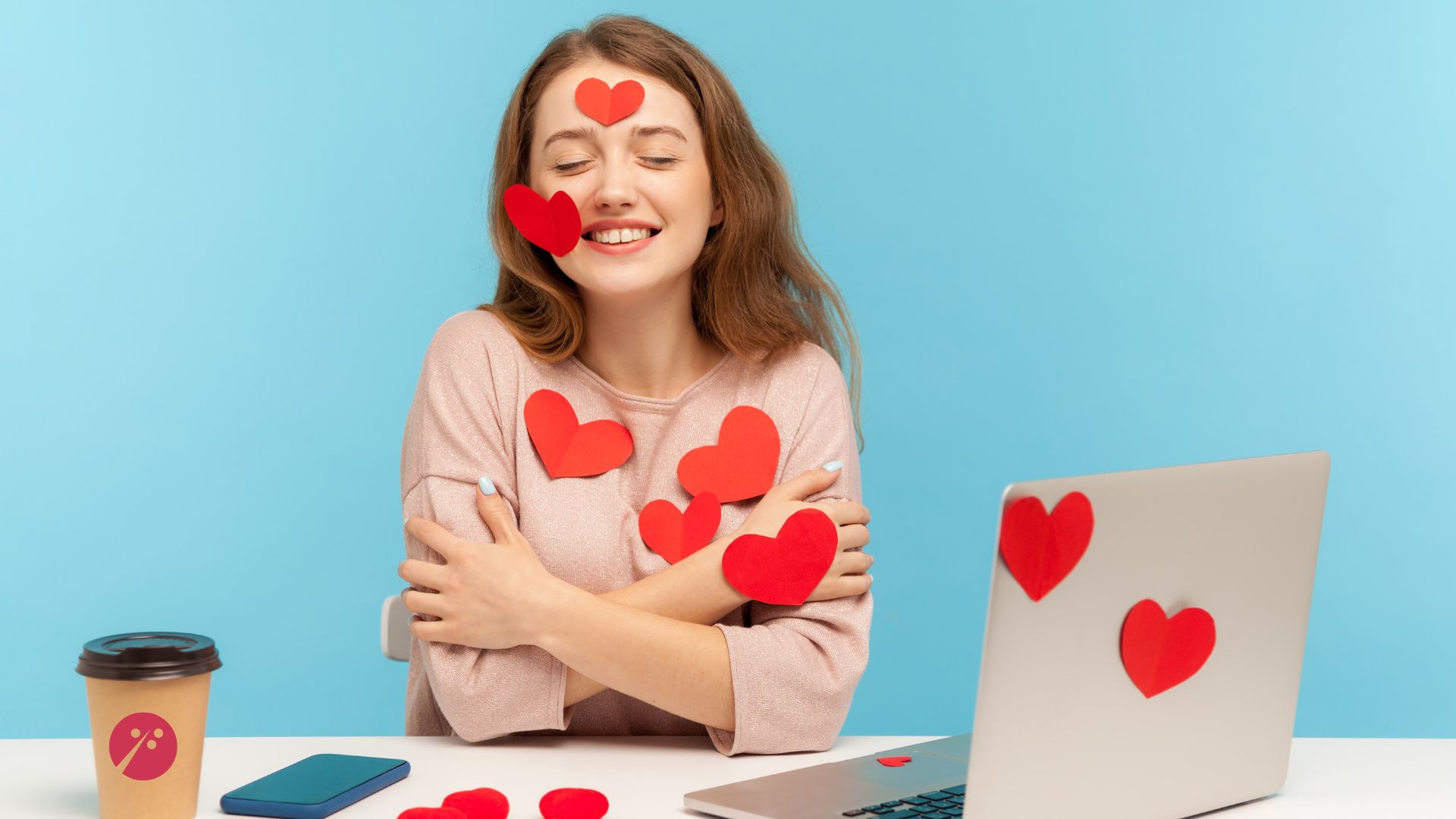 a woman at desk with a laptop and cup of coffee - professional relationship